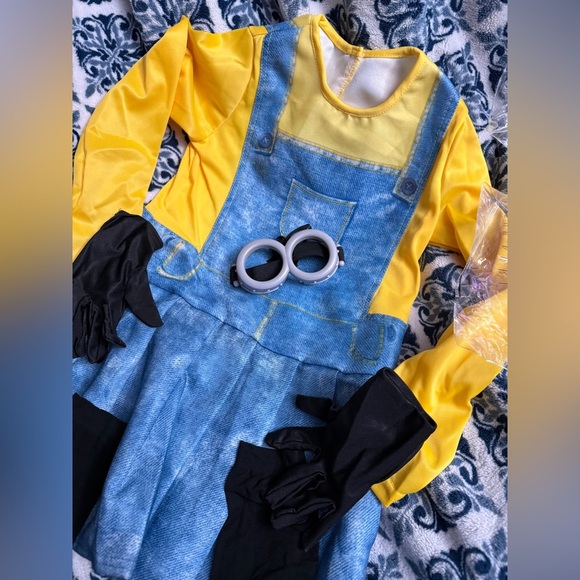 Rubie's Despicable Me Minions Girls sz M Yellow Blue Costume Dress& Goggles NEW - Picture 1 of 16